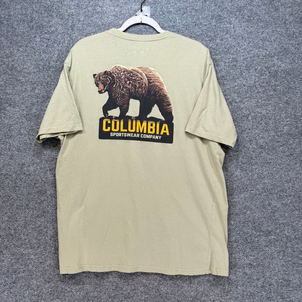 Columbia Bear Tshirt Mens XL Green Grizzly‎ Graphic Outdoor Hiking Casual Tee